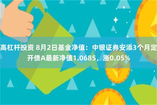 高杠杆投资 8月2日基金净值：中银证券安添3个月定开债A最新净值1.0685，涨0.05%