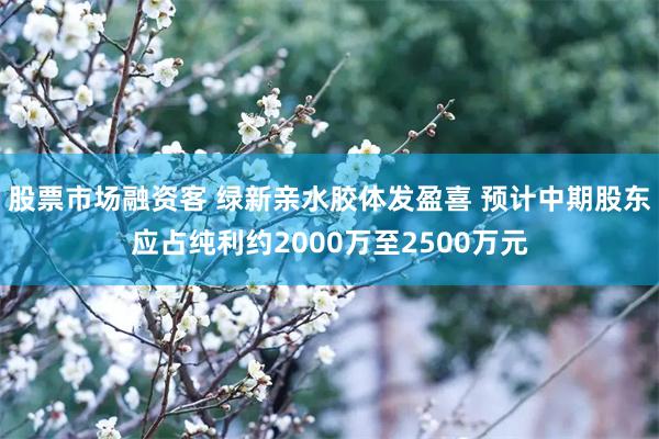 股票市场融资客 绿新亲水胶体发盈喜 预计中期股东应占纯利约2000万至2500万元